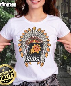 Official Phoenix Suns Native American logo ladies tee showcasing vibrant design and team spirit for fans.