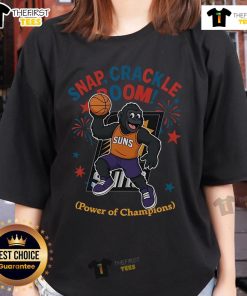 Alt Text: Official Phoenix Suns Snap Crackle Boom Independence Day Ladies Tee featuring vibrant team colors and festive design.