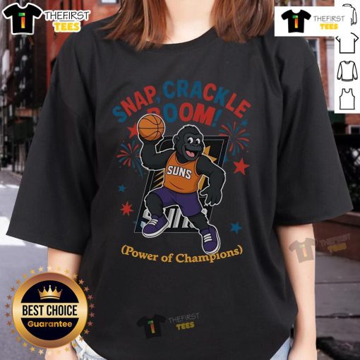 Alt Text: Official Phoenix Suns Snap Crackle Boom Independence Day Ladies Tee featuring vibrant team colors and festive design.