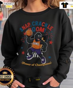 Official Phoenix Suns Snap Crackle Boom Independence Day sweatshirt showcasing team pride and festive design.