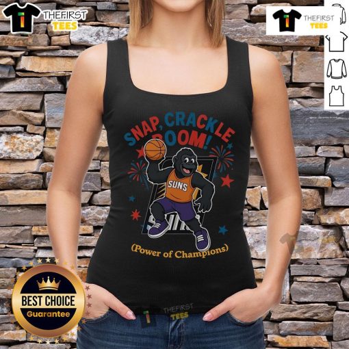 Official Phoenix Suns Snap Crackle Boom Independence Day tank top featuring vibrant team colors and celebration graphics.