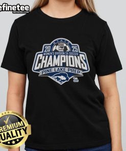 Alt Text: Official Pine Lake Prep Pride 2025 NCHSAA Women's Division 2A Soccer State Champions Ladies Tee shirt design.