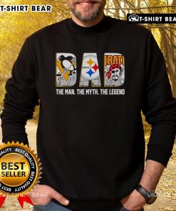 Official Pittsburgh Sports Dad sweatshirt - The Man, The Myth, The Legend design in black and gold colors.