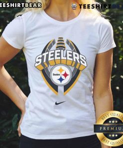Alt Text: Official Pittsburgh Steelers Nike Icon Legend Ladies Tee in black, featuring team logo and stylish design for fans.