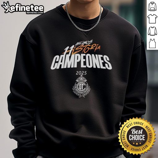 Official Club Toluca Campen sweatshirt showcasing 'Hicimos 11 Historia' design, perfect for fans and collectors.