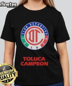 Alt Text: Ladies tee featuring the Toluca Diablos Rojos emblem, round neck design, perfect for fans of the champion team.