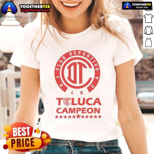 Alt Text: Official Yazbek Diablos Rojos Toluca Campeones 2025 ladies tee featuring vibrant team colors and logo.