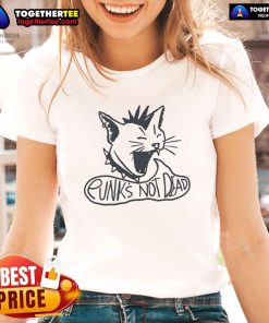 Alt Text: Official Punks Not Dead Cat Ladies Tee featuring a stylish graphic design for cat lovers and punk enthusiasts.