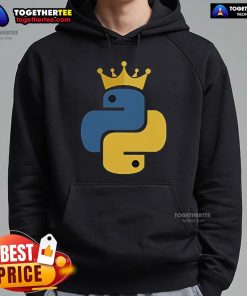 Official Python King Hoodie featuring a stylish design, perfect for Python enthusiasts and programmers.