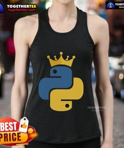 Official Python King Tank Top featuring a vibrant design, perfect for coding enthusiasts and summer wear.
