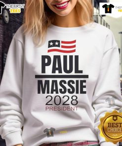 Official Rand Paul Thomas Massie For President 2028 sweatshirt featuring campaign logo and patriotic design.