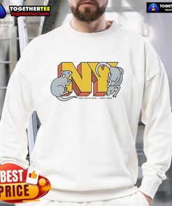Official Rat NY red halftone New York sweatshirt featuring a stylish design perfect for casual wear.
