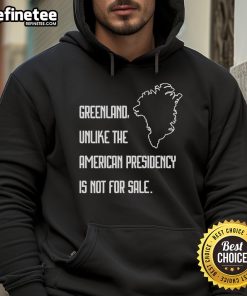 Official Retro Greenland hoodie with 'Not For Sale' slogan, contrasting American presidency themes in bold design.