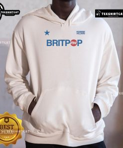 Official Robbie Williams Britpop Football Ringer Hoodie in black, featuring vintage design and stylish accents.