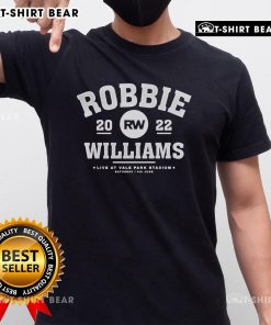 Alt Text: Official Robbie Williams Live At Vale Park Stadium 4th June T-Shirt featuring vibrant graphics and concert details.