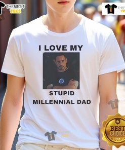 Alt Text: Official Robert Downey Jr. I Love My Stupid Millennial Dad T-Shirt featuring a fun design for proud dads.