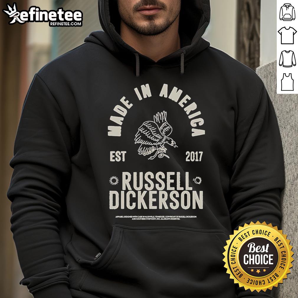 Official Russell Dickerson Made In America Est 2017 Bird Hoodie Alt Text: Official Russell Dickerson Made In America Est 2017 Bird Hoodie featuring a stylish design for fans and music lovers.
