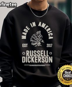 Alt Text: Official Russell Dickerson Made In America Est 2017 Bird Sweatshirt featuring a stylish design and comfortable fit.