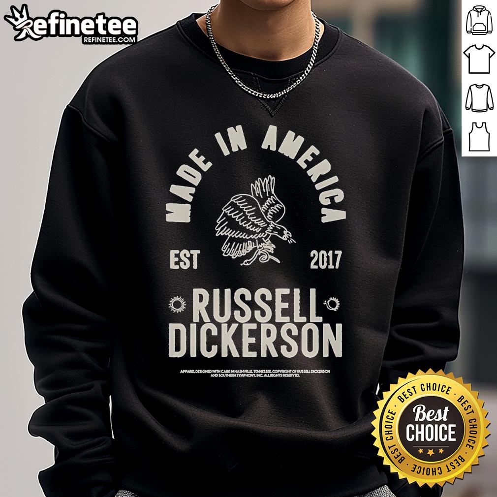 Official Russell Dickerson Made In America Est 2017 Bird Sweatshirt Alt Text: Official Russell Dickerson Made In America Est 2017 Bird Sweatshirt featuring a stylish design and comfortable fit.