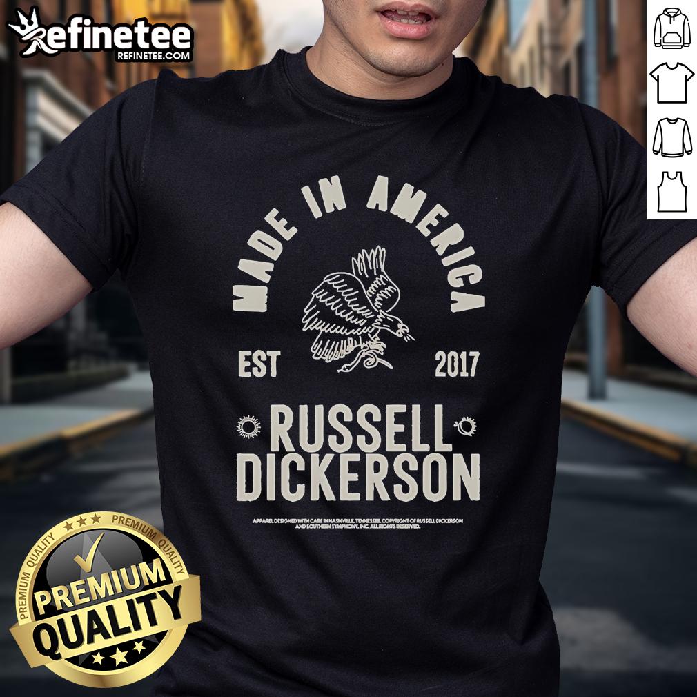 Official Russell Dickerson Made In America Est 2017 Bird T Shirt Official Russell Dickerson Made In America Est 2017 Bird T-Shirt featuring a stylish bird graphic and vibrant colors.