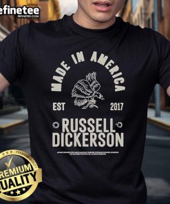 Official Russell Dickerson Made In America Est 2017 Bird T-Shirt featuring a stylish bird graphic and vibrant colors.