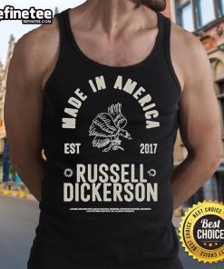 Official Russell Dickerson Made In America Est 2017 Bird Tank Top featuring a vibrant bird design and stylish fit.