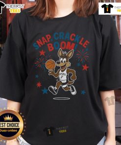 Alt Text: Official San Antonio Spurs Independence Day Ladies Tee featuring 'Snap Crackle Boom' design for champions.