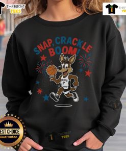 Official San Antonio Spurs Snap Crackle Boom Independence Day sweatshirt featuring team colors and logo.