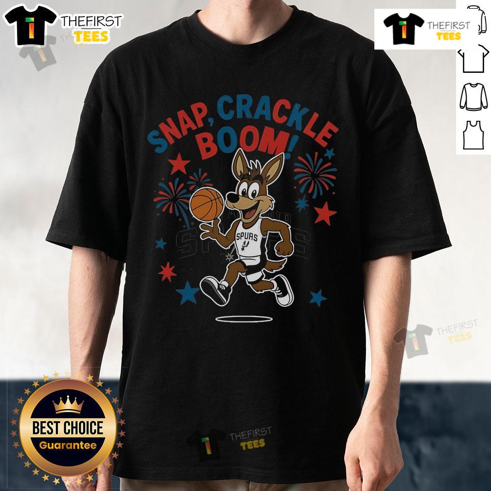 Official San Antonio Spurs Snap Crackle Boom Power Of Champions Indepencence Day T-Shirt San Antonio Spurs Independence Day T-Shirt featuring 'Snap Crackle Boom' design, perfect for champions and fans.