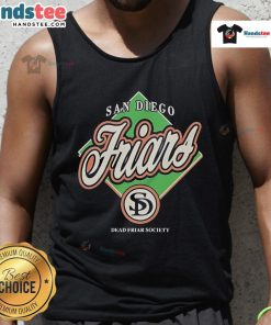 Official San Diego Friars Dead Friar Society tank top featuring bold graphics and vibrant colors for fans.