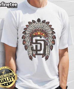 Official San Diego Padres Native American logo T-shirt featuring vibrant team colors and unique cultural design.