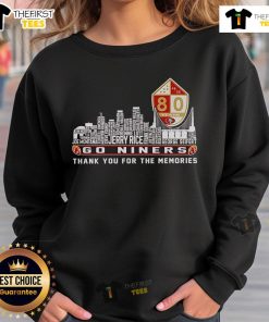 Alt Text: Official San Francisco 49ers Go Niners sweatshirt celebrating memories with bold team logo and vibrant colors.
