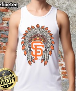 Official San Francisco Giants Native American logo tank top featuring vibrant colors and stylish design for fans.