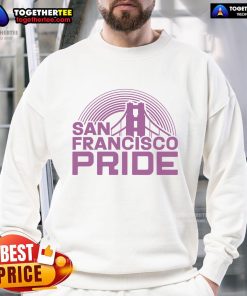 Official San Francisco Pride Parade sweatshirt featuring vibrant rainbow colors and a bold design celebrating diversity.