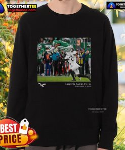 Official Saquon Barkley Philadelphia Eagles NFL sweatshirt featuring flash design for Week 9 games.