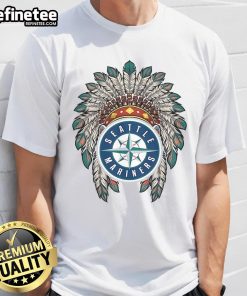 Official Seattle Mariners Native American Logo T-Shirt featuring a vibrant design and comfortable fit for fans.