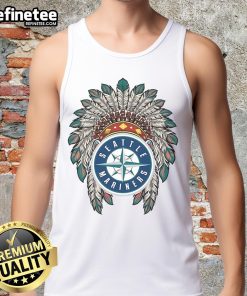 Official Seattle Mariners Native American logo tank top showcasing vibrant design and team spirit for fans.