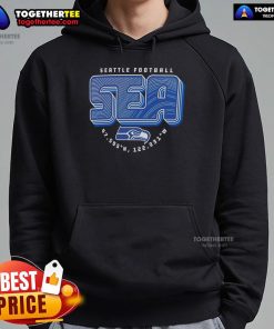 Official Seattle Seahawks Hometown Sea Geographic Coordinates Hoodie in navy with team logo, perfect for fans and cozy wear.