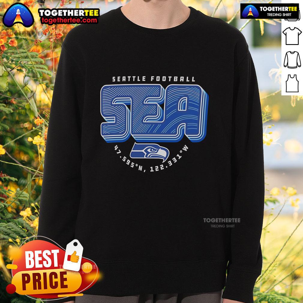 Official Seattle Seahawks Hometown Sea Geographic Coordinates Sweatshirt Official Seattle Seahawks hometown sweatshirt featuring geographic coordinates, perfect for fans and casual wear.