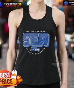 Seattle Seahawks tank top featuring hometown sea geographic coordinates, perfect for fans and casual wear.