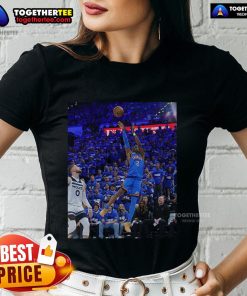 Alt Text: Official Shai Gilgeous-Alexander Oklahoma City Thunder ladies tee showcasing vibrant team colors and stylish design.