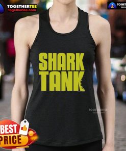 Official Shark Tank logo tank top featuring the iconic logo on a stylish black fabric background.