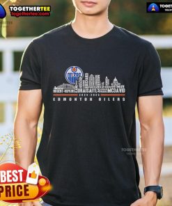 Official Skyline Edmonton Oilers 2024-2025 T-Shirt featuring team logo and stylish design for fans and collectors.