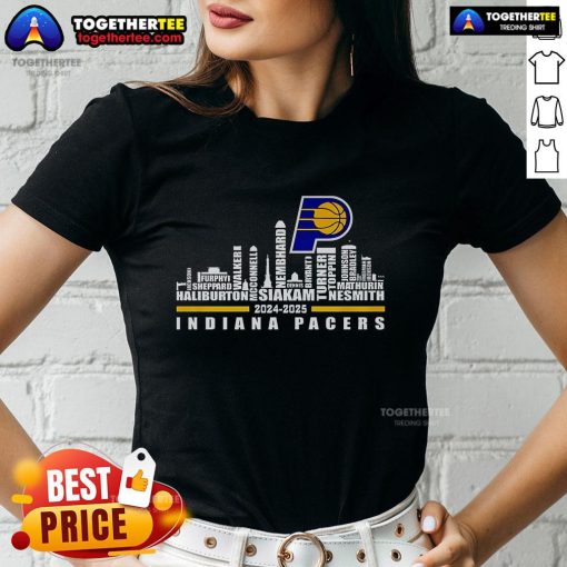 Official Skyline Indiana Pacers 2024-2025 Ladies Tee featuring vibrant team colors and stylish design for fans.