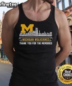 Alt Text: Official Michigan Wolverines Thank You For The Memories tank top with skyline design, perfect for fans.