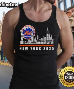 Alt Text: Official New York Mets 2025 tank top featuring the team skyline logo, perfect for summer baseball fans.