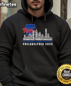 Official Skyline Name Philadelphia Phillies 2025 Hoodie featuring team colors and logo, perfect for fans and casual wear.