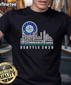 Seattle Seahawks 2025 T-Shirt featuring the official skyline design, perfect for fans and collectors of Seahawks merchandise.