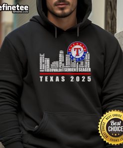 Official Texas Rangers 2025 hoodie featuring the team skyline design, perfect for fans and stylish game-day wear.