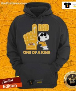 Official Snoopy Los Angeles Lakers 1 DAD unique hoodie featuring Snoopy in Lakers colors, perfect for fans and collectors.